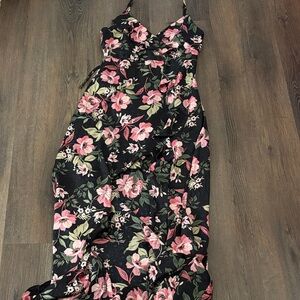 Dress Forum Black and Pink Floral Maxi Dress